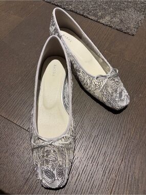 Silver Sequin & Bead Ballet Flats